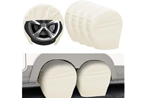Joroamp Camper Tire Covers 4 Pack, RV Trailer Wheel Tire Cover Travel Boat Trailer Tire Covers Accessories for Trucks Storage, SUV, Jeep, Outside Tyre Cover Fits Tire Diameters 27-29 Inches(Beige)