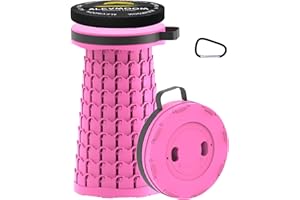 ALEVMOOM Upgraded Portable Collapsible Stool with Cushion, Telescoping Folding Stool for Adults, Lightweight Yet More Sturdy Capacity 600 lbs for Camping Fishing Hiking BBQ