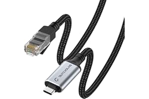 Dutevolns USB C to Ethernet Cable 10FT, Type C to RJ45 Nylon Cord, Gigabit Directly Connected, Compatible for MacBook Pro, iPad Pro, Smartphone, Laptop, PC