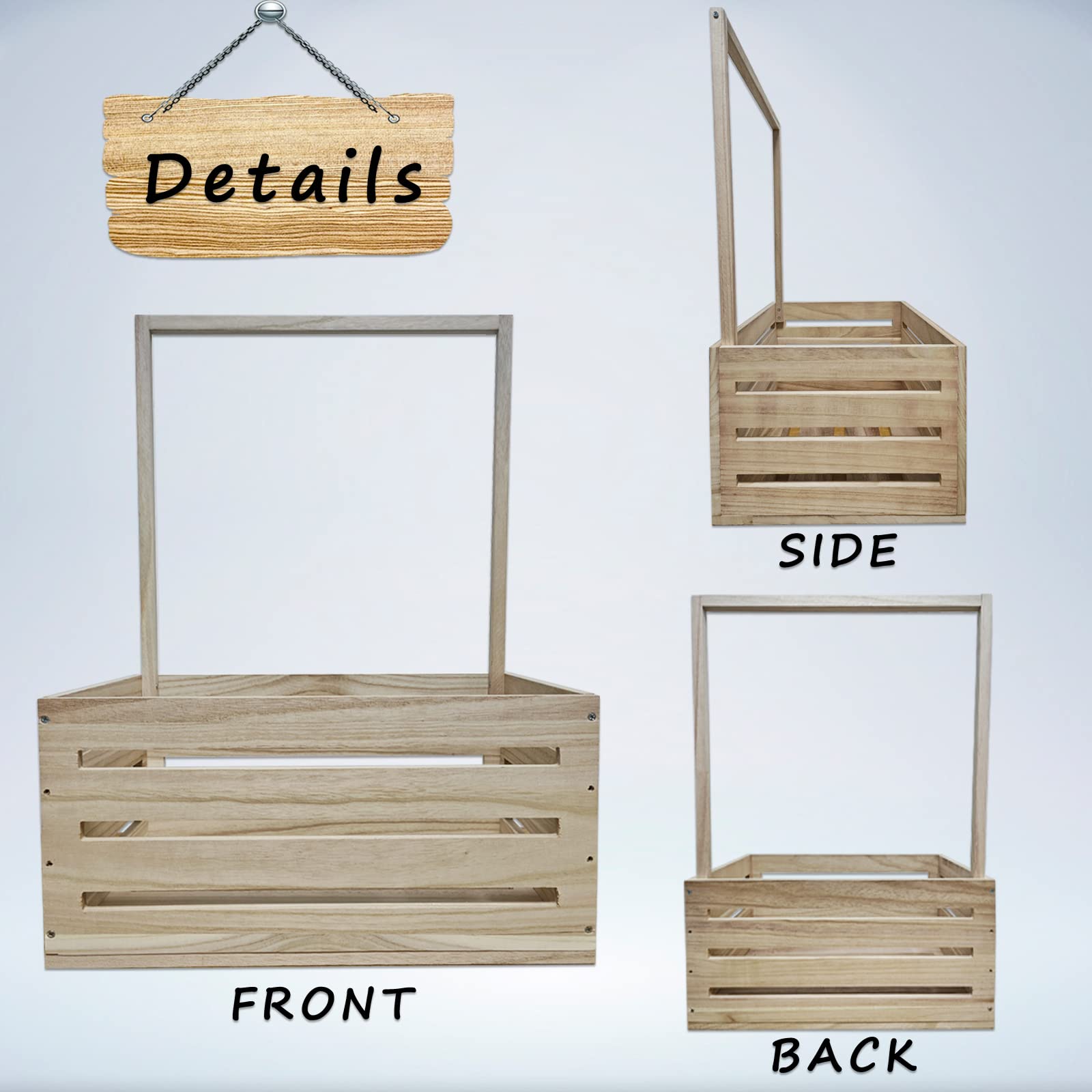 Wooden Baby Shower Crate Closet,Baby Basket with Handle,Large Baby Storage Crate Hamper,Baby Shower Gifts,Wooden Gift Crate,Welcome Gifts Basket for New Born Girls Boys,Pregnancy Gifts for New Parents