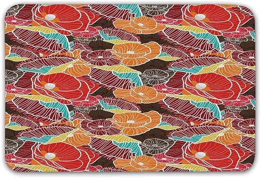 Alfombrillas antideslizantes con respaldo de goma de flores, patrón de