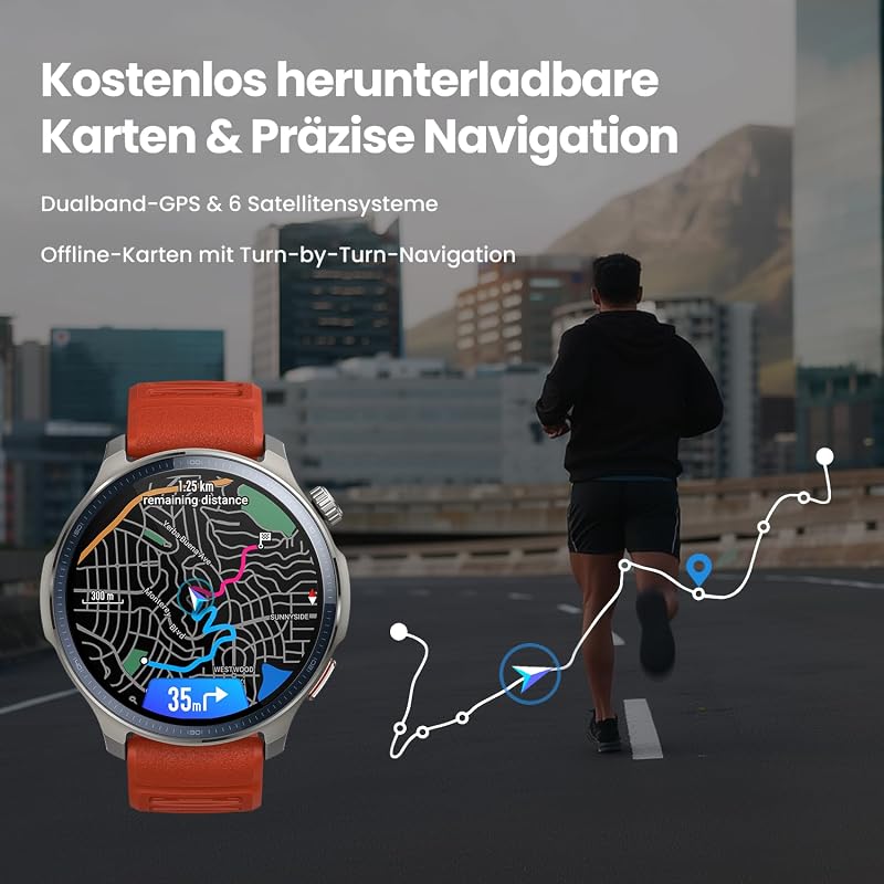 Balance 2 Smartwatch 47mm 1.5'' AMOLED Sapphire Glass, Offline-Karten, Dualband-GPS, 21 Tage Akkulaufzeit, 180+ Sportmodi, HYROX & Golfmodus, Herzfrequenz & Schlaftracking für Android & iPhone