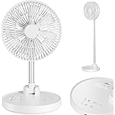 AMACOOL 10'' Foldable Oscillating Fan, 20000mAh Rechargeable, Remote & Timer, Height Adjustable Portable Standing Fan, Quiet for Camping RV Picnic Home Office Outdoor, Co-Branded with Panergy (White)