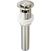 Bathroom Sink Pop Up Drain with Overflow, Small Cap, Brushed Nickel | Fits 1.57-2.36 in Sink Openings with a 1-1/4 in Tailpiece, Solid Brass Push-button Stopper for Sinks with Overflow