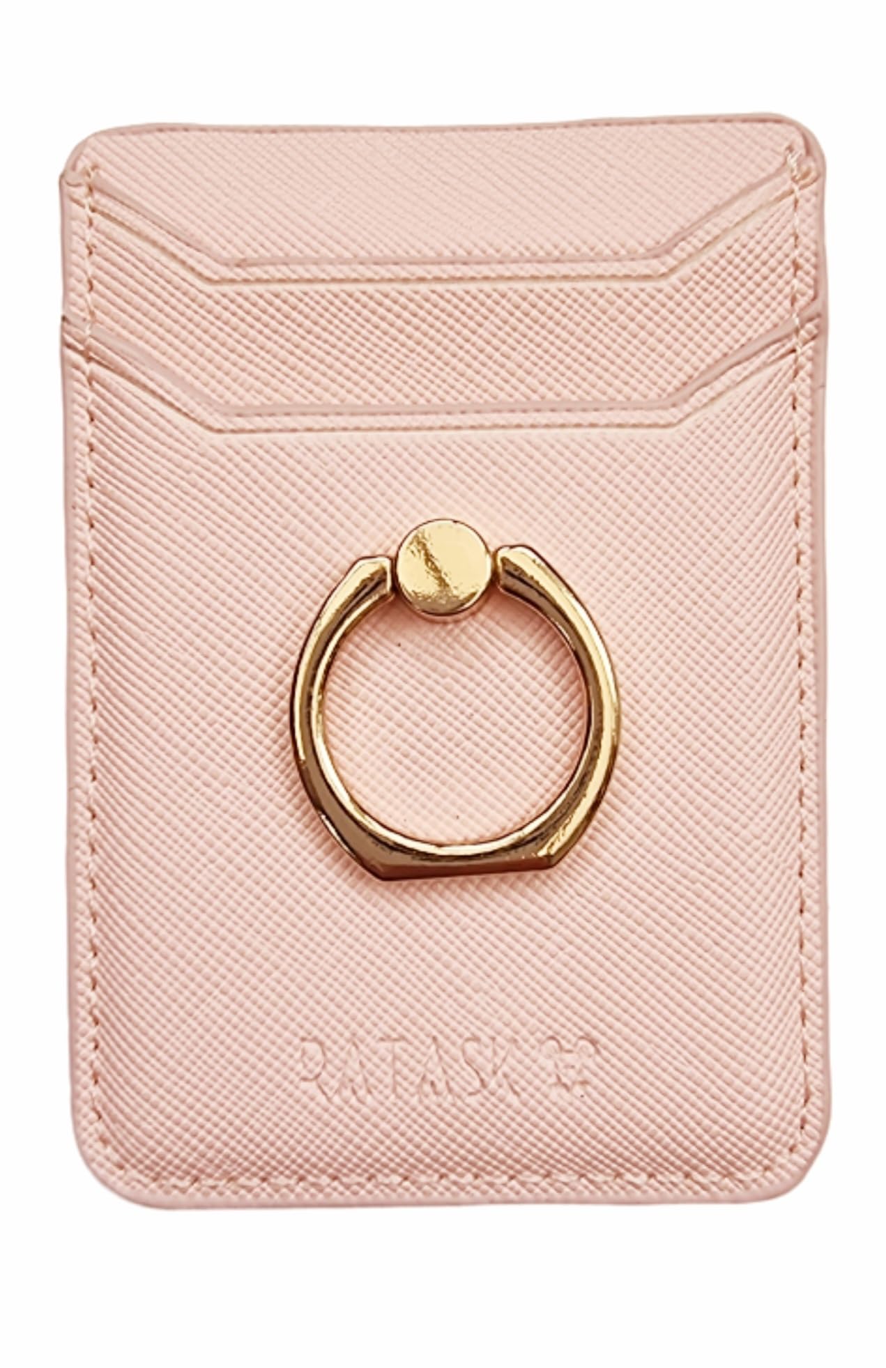 RATASK Stick-On Mobile Phone Card Holder with Ring Holder Kick Stand (Pink)