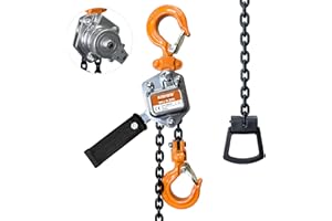 KITUYOTO Mini Lever Chain Hoist 1/4 Ton Capacity 550 LBS 10Ft Ratchet Puller Hoist with 2 Duty Hooks G80 Chain for Lifting Pulling Garages Attic Building Warehouse Automotive Machinery