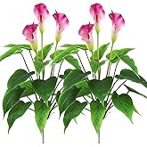 Beebel Artificial Flower 17 inches Calla Lily Silk Plant Fake Bonsai Flowers Greenery Plants for Indoor Outdoor Home Office Bedroom Table Centerpieces Party Decoration 2 Pack (Purple, 2)