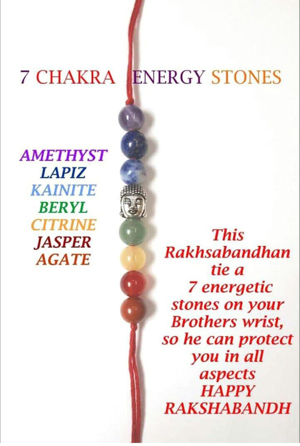eshopitude 7 chakra energetic healing stone rakhi for your brother
