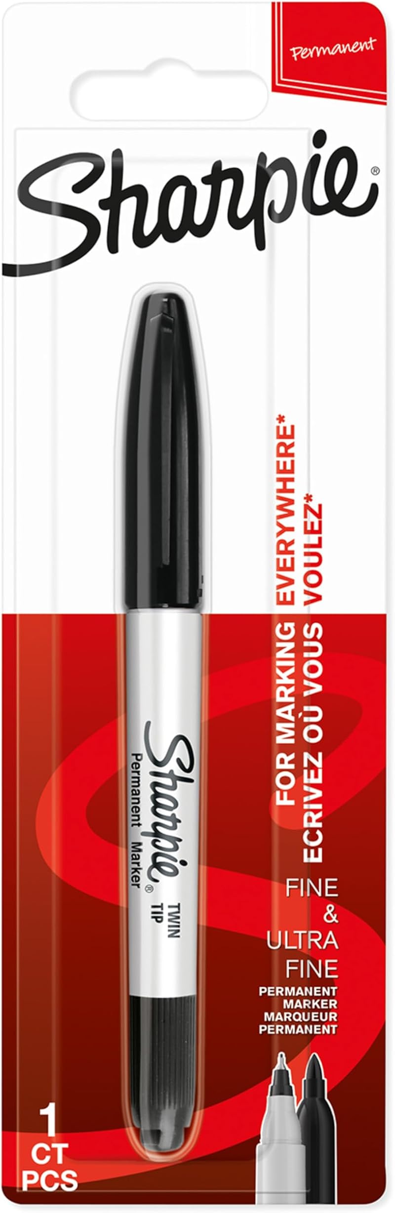 Sharpie Twin Tip Permanent Marker Black Fine Ultra Fine Point 1 Marker