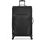 U.S. Traveler Aviron Bay Expandable Softside Luggage with Spinner Wheels, Black, Large 31-Inch