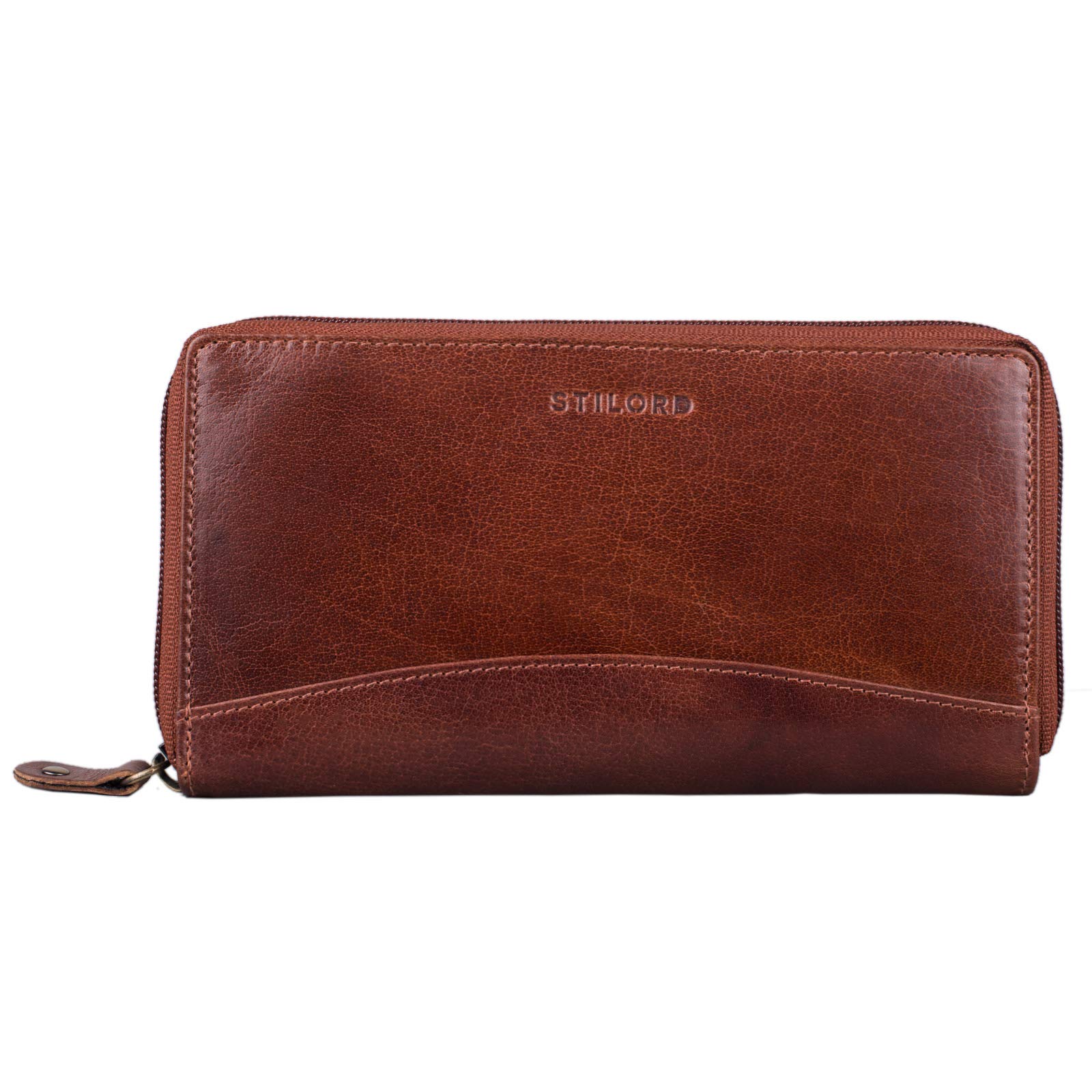 STILORD 'Saskia' Coin Purse Women Leather with RFID Blocker Vintage Purse with Zipper for Notes Money Cash Credit Cards Identity Card Passport Genuine Leather, Colour:Almond - Brown