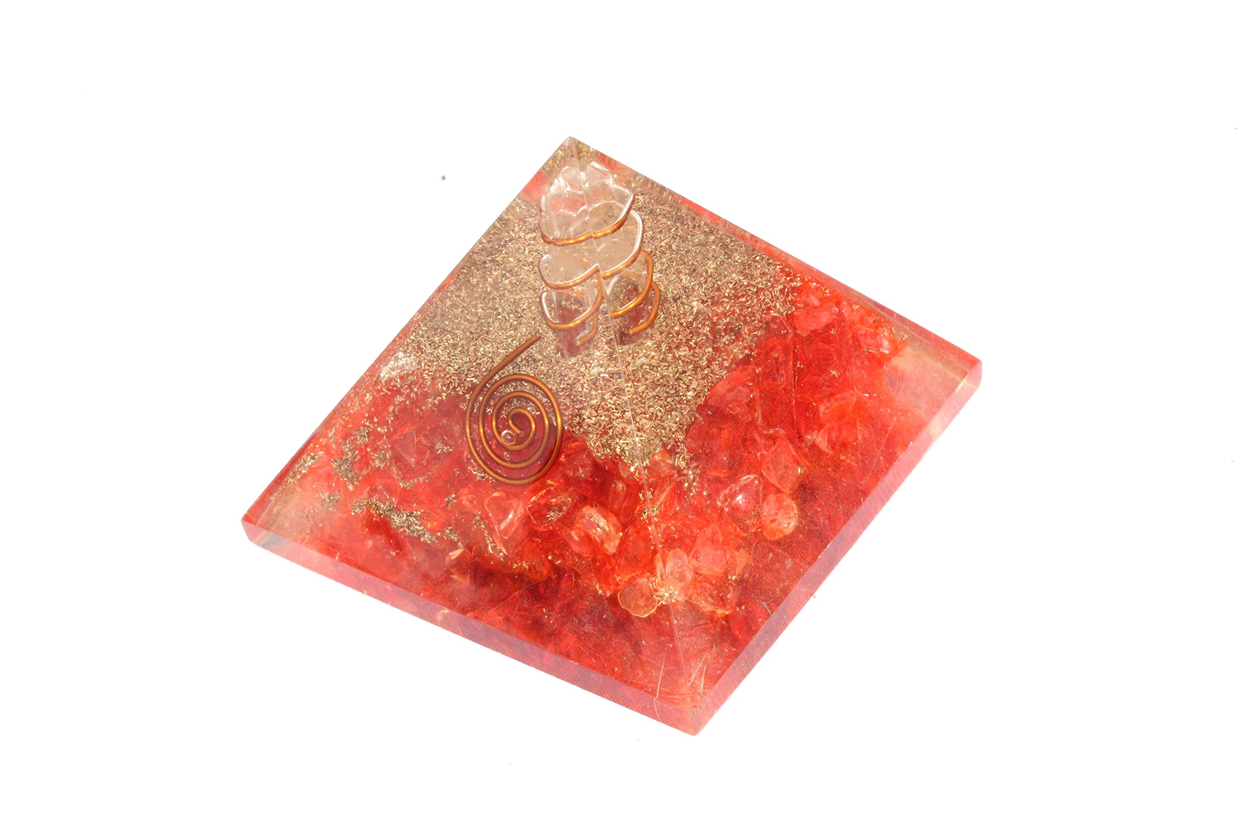 Jet International Men's Exquisite A++ Orange Chakra Orgone Pyramid Crystal Gemstones Copper Metal Mix Rare Healing Positive Energy Tetrahedron Sacred Onyx Geometry Memory Concentration Meditation