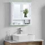 Bath Vida Priano 2 Door Mirrored Wall Cabinet White MDF 58x56x13 cm view 1