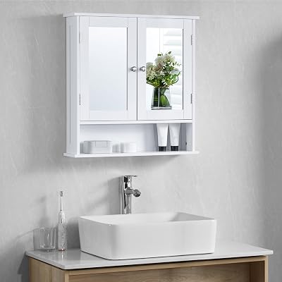 Bath Vida Priano 2 Door Mirrored Wall Cabinet White MDF 58x56x13 cm