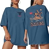 KIDDAD Rodeo Shirts for Women: Cowgirl Outfits Country Concert T Shirts Vintage Cow Skull Graphic Tees Oversized Tops