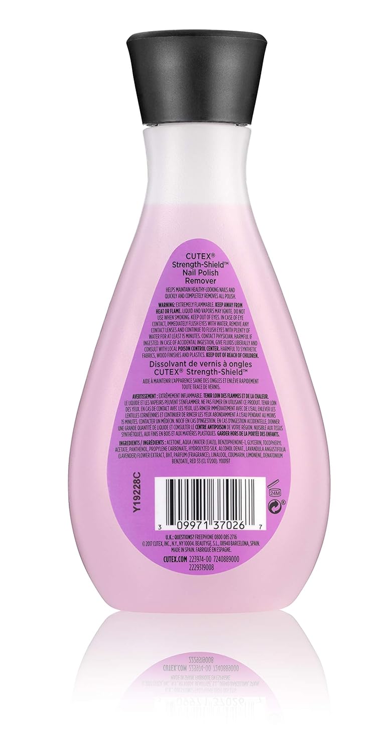 Cutex Strength Shield Nail Polish Remover, For Healthy Nails, with Vitamins E, B5, and Hydrolized Silk, 6.76 fl oz (7240889000) : Beauty