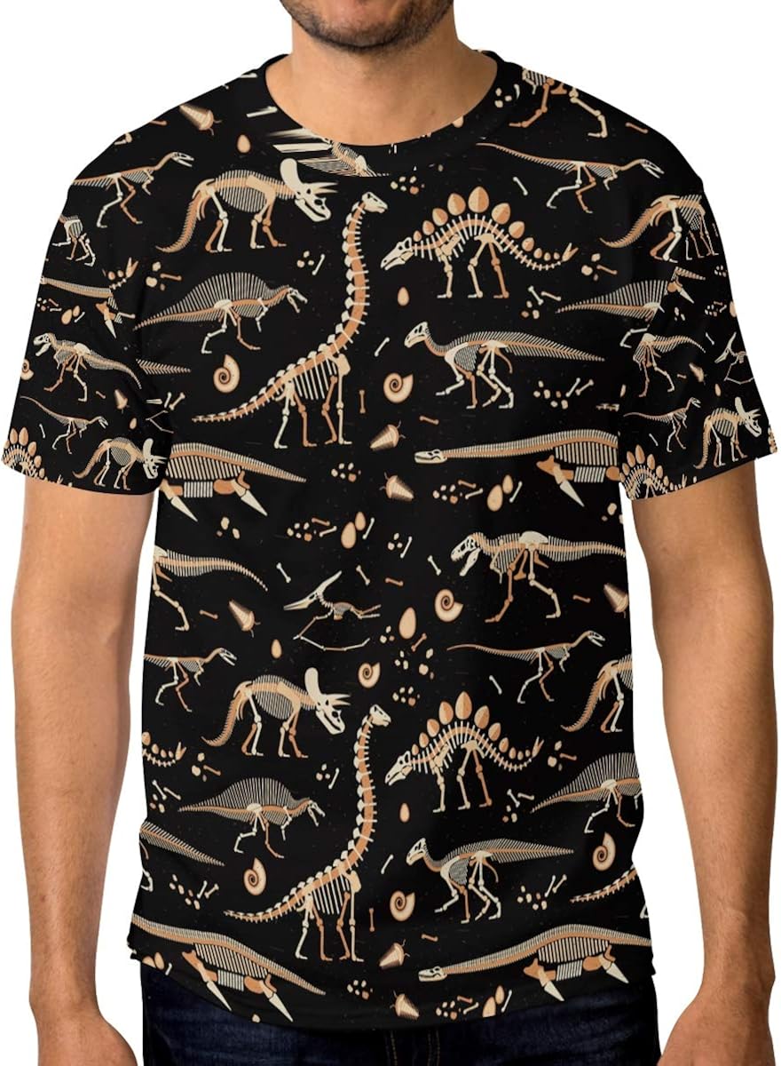 Wihve Short Sleeve T Shirt Dinosaur Skeleton Crew Neck T Shirt For Men Amazon Com