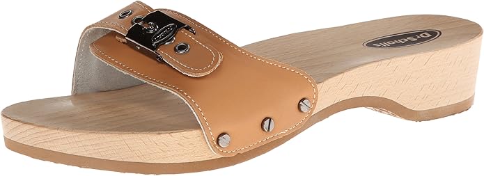 dr scholl wooden shoes with the toe bump