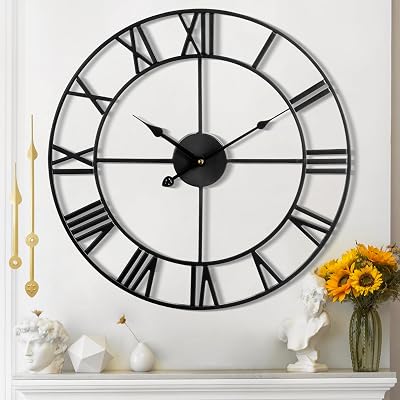 Mee 2ou Wall Clock 40cm Non-Ticking Vintage Silent 16 Inch Roman Numerals