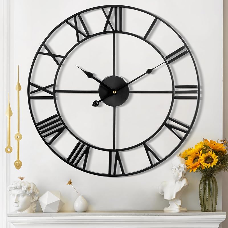 Mee 2ou Wall Clock 40cm Non-Ticking Vintage Silent 16 Inch Roman Numerals