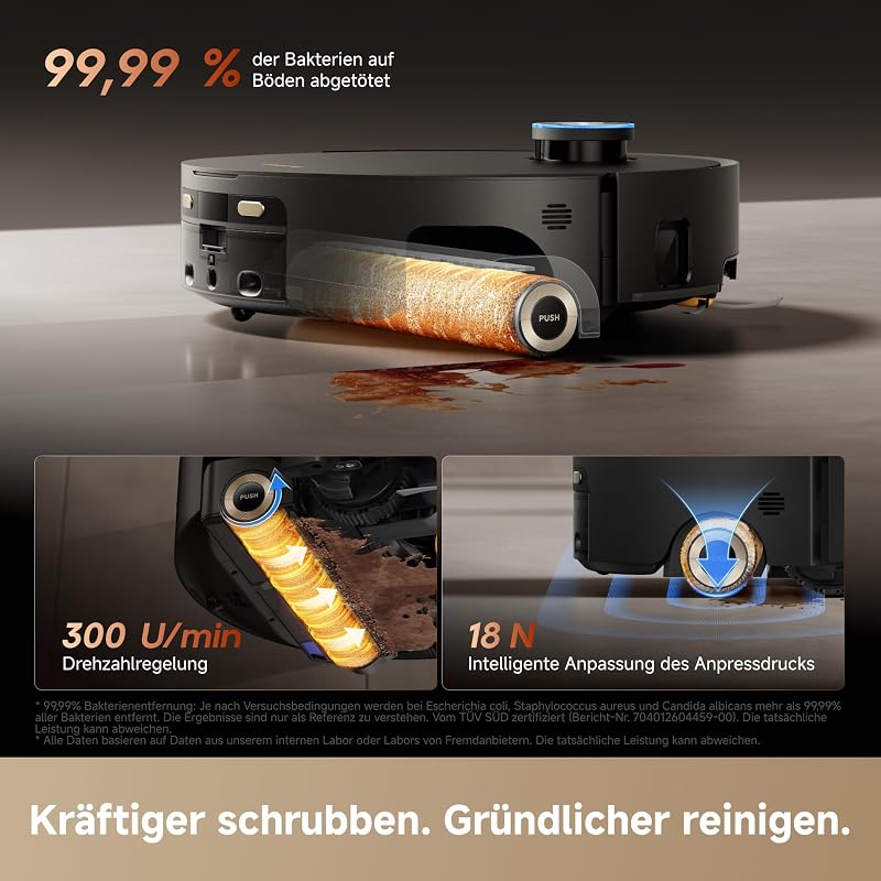 Aqua20 Pro Ultra Roller X Complete Saug- und Wischroboter, Schwarz