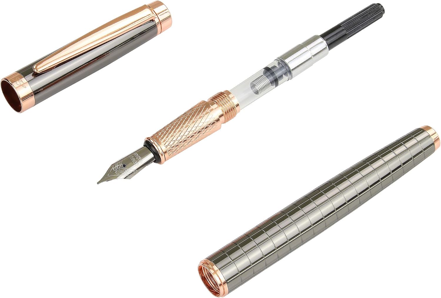 FACILE SCRIPTUM | Model Alice Rosé | Premium metal fountain pen with luxurious synthetic leather gift box | Rose gold & silver grey - Image 4