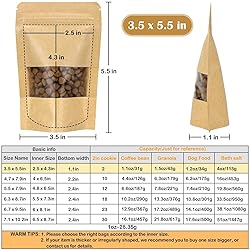 Blisstime Stand Up Pouch Bags, 50 Pack Kraft Paper