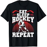 Eat Sleep Hockey Repeat Ice Hockey Player Gift Funny Hockey T-Shirt