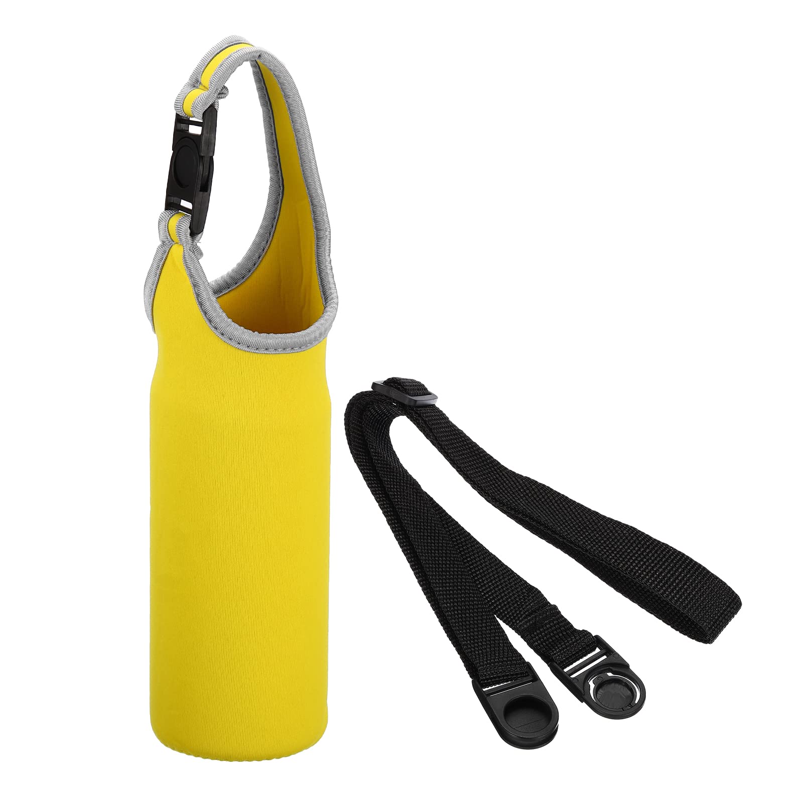 PATIKIL 67mmx185mm Water Bottle Sling Bag, 1 Pack Neoprene Portable Insulated Bottle Holder Carrier with Removable Adjustable Shoulder Strap, Yellow