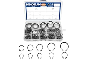 NINDEJIN Snap Ring Shop Assortment, 145PCS External Retaining Rings 15-28mm (0.59''-1.1'') Carbon Steel Snap Retaining C Clip Rings Kit for Grooved Shafts, Studs, and Other Moving Parts