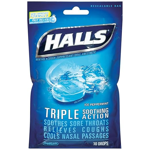 Halls Ice Blue Cough Suppressant Drops 30 Drops/Bag, 12 Bags/Case