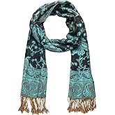 Falari Women's Woven Reversible Paisley Pashmina Shawl Wrap Scarf 80" x 27"