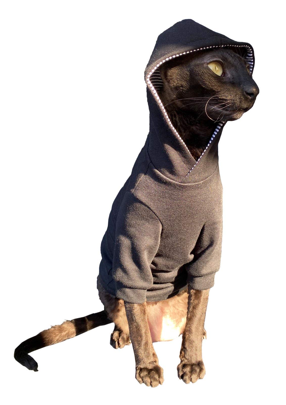 Kotomoda Sphynx Cat's Hoodie InbLACK Naked Cat Hairless Cat Clothes (XL) — image 1