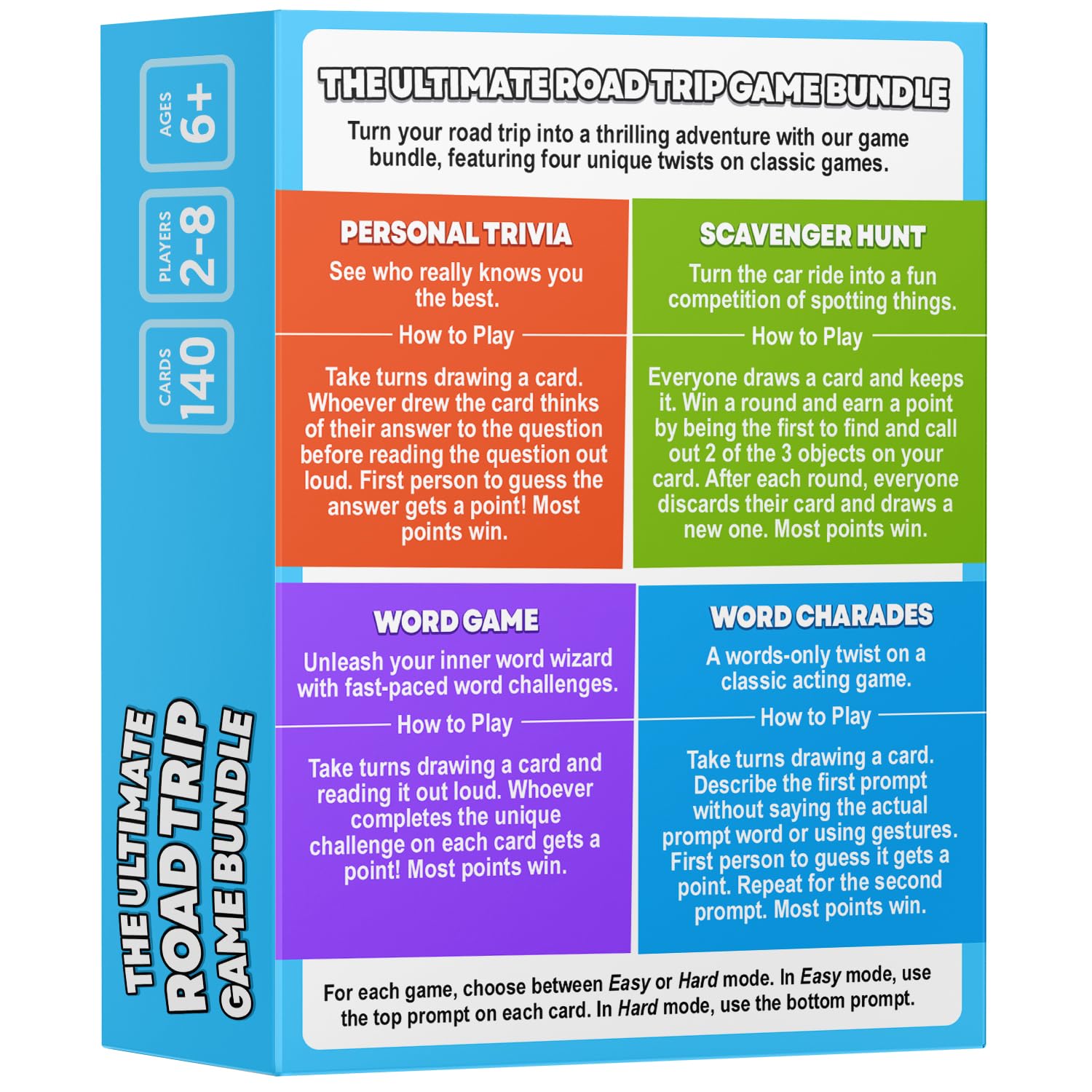 The Ultimate Road Trip Game Bundle, a 4-in-1 Car Game for Kids and Adults, Filled with Must-Have Travel Activities and Road Trip Activities