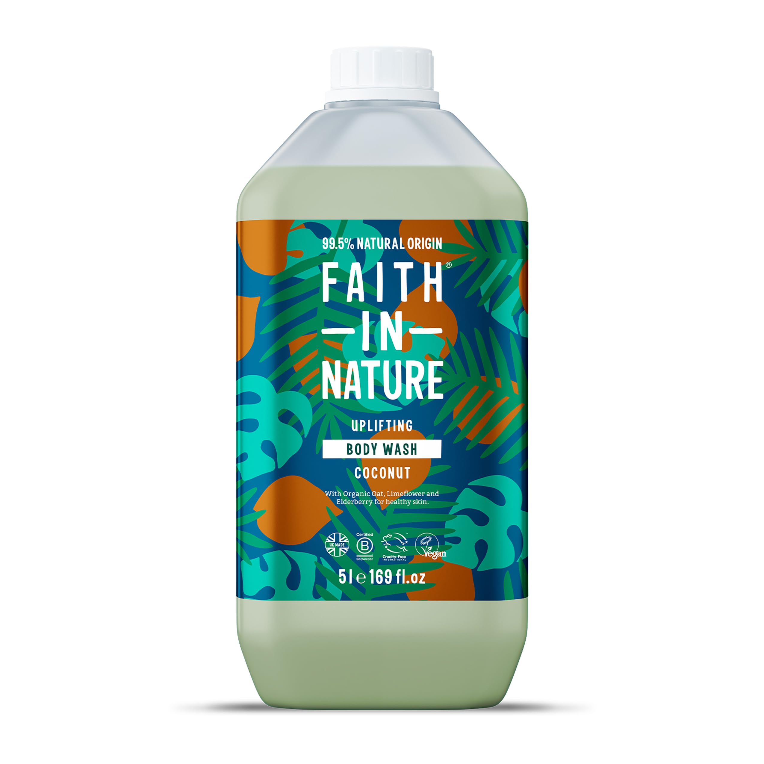 Faith In Nature Organic Coconut Body Wash, Uplifting Shower Gel, Vegan & Cruelty Free, No SLS or Parabens, 5L Refill Pack โ image 1