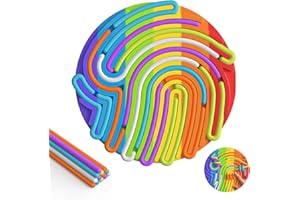 KERFULTY Sensory Activity Board, Silicone Fidget Toy for Stress Relief, Calming, Focus, ADHD and Autism, 6 Colors Sensory Toys Game Controller for Kids 3+ & Adults,Includes Portable Travel Bag & 13 String