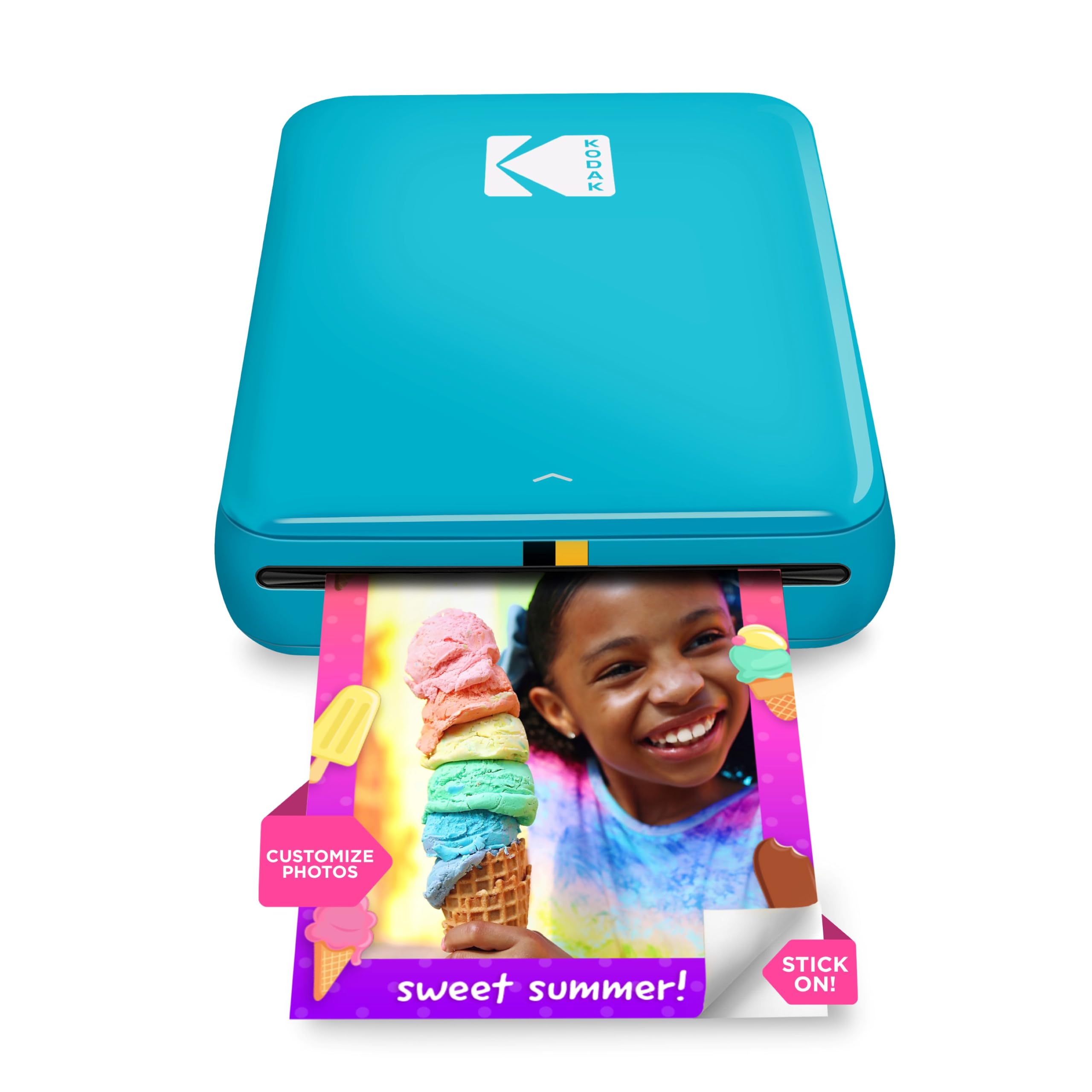Impresora fotográfica instantánea KODAK Step, fotos adhesivas en color Zink de 2x3 pulgadas, Bluetooth compatible con dispositivos iOS y Android, aplicación de edición, azul