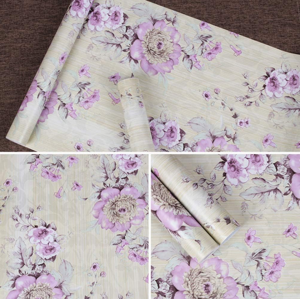 Self Adhesive Vintage Purple Floral Paper Peel and Stick Wallpaper Drawer Dresser Shelf Liner Sticker 17.7inch by 9.8ft - Image 3
