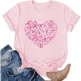 Womens Breast Cancer Shirts Pink Ribbon Cure Breast Cancer Awareness Tshirts Short Sleeve Tops