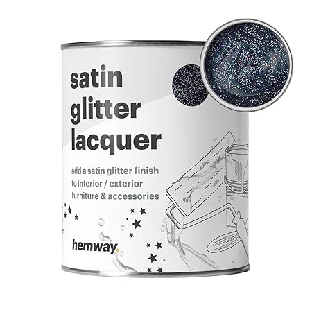 Hemway Black Holographic Glitter Satin Varnish Lacquer Quick Dry