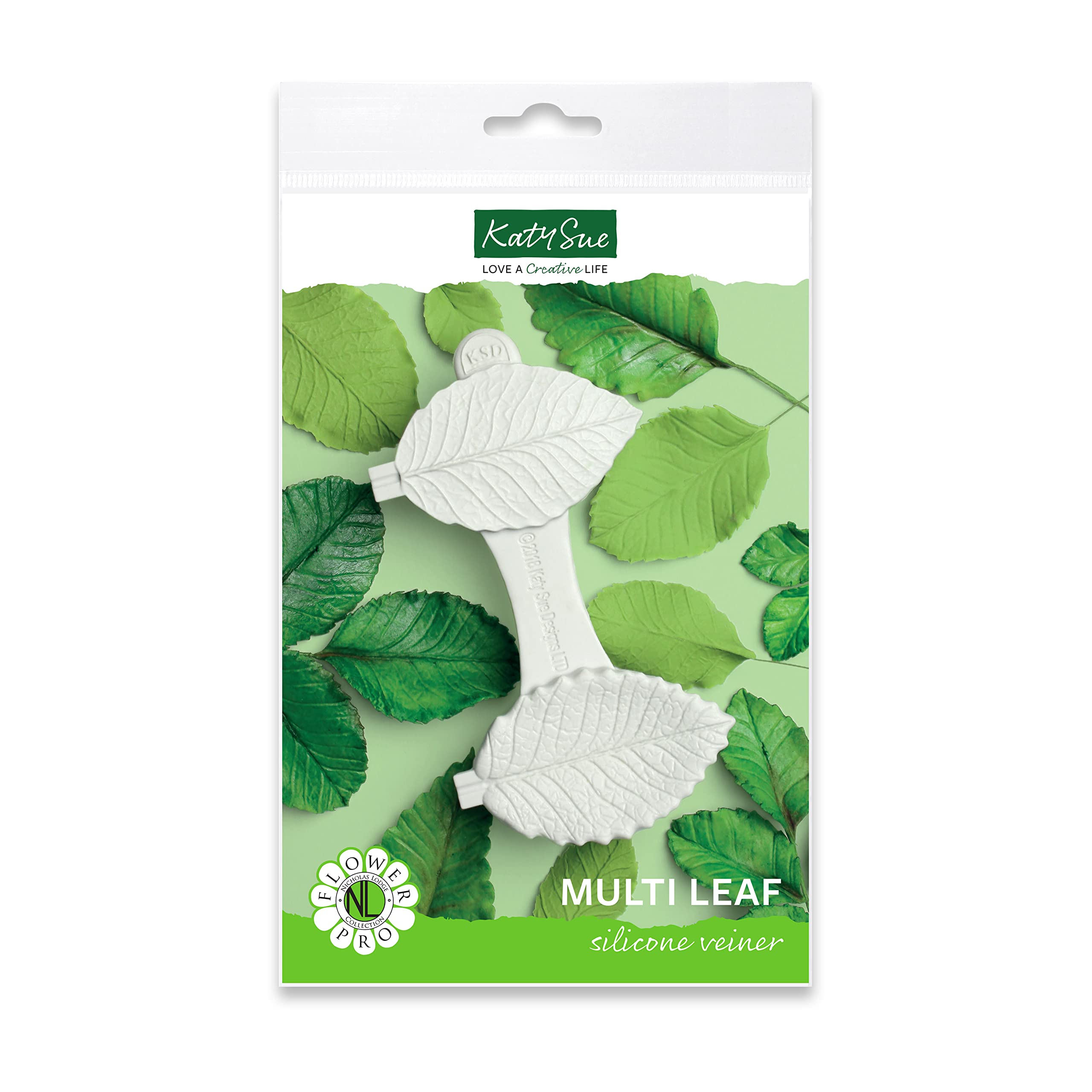 Flower Pro Multi Leaf Veiner Silicone Mould from Katy Sue. A Front & Back Leaf Veiner for Making Fondant & Clay Leaves for Cake Decorating & Craft. Fits Leaves up to 60 Millimetres Long