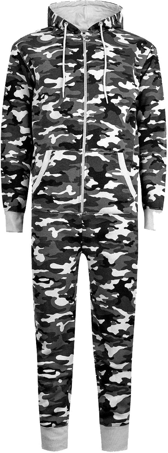 Get The Trend Mens Hooded Onesie All in One Zip Through Loungewear