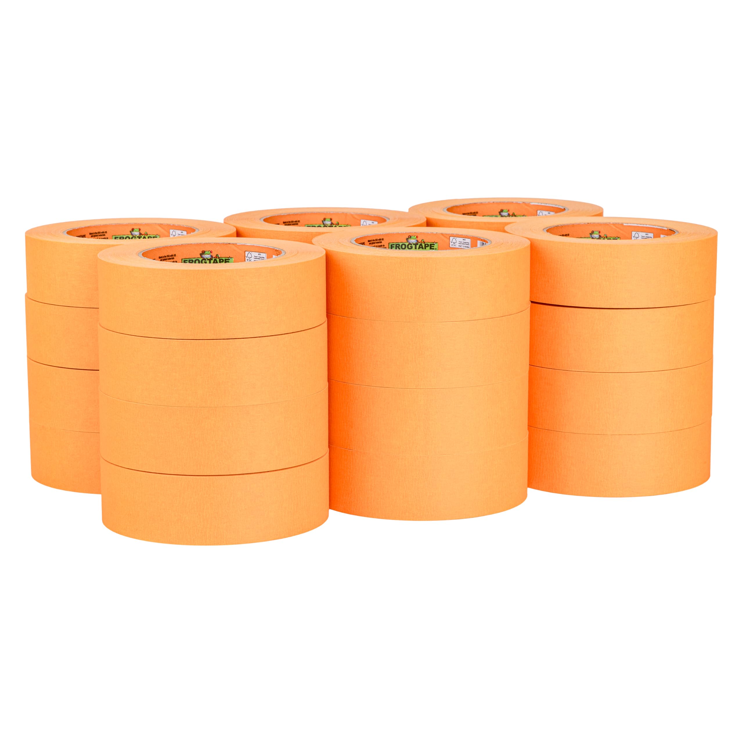 FrogTape ProGrade Orange Painters Tape, 1.5 Inch Wide (1.41 in. x 60 Yds), High Adhesion, Paint Tape for Indoor & Outdoor Applications, Orange, 24 Rolls (288434) Image
