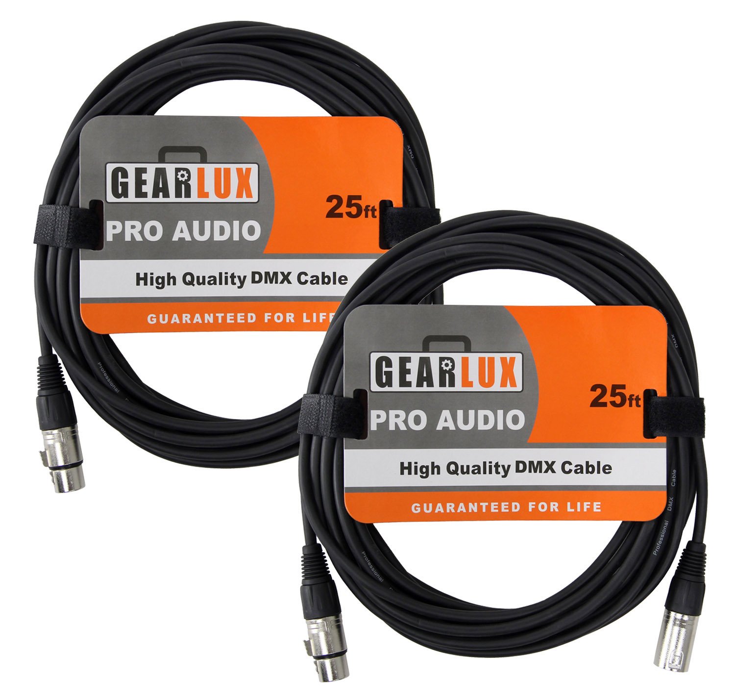 Photo 1 of Gearlux DMX Cable, 3 Pin, Male to Female, 25 Feet - 2 Pack