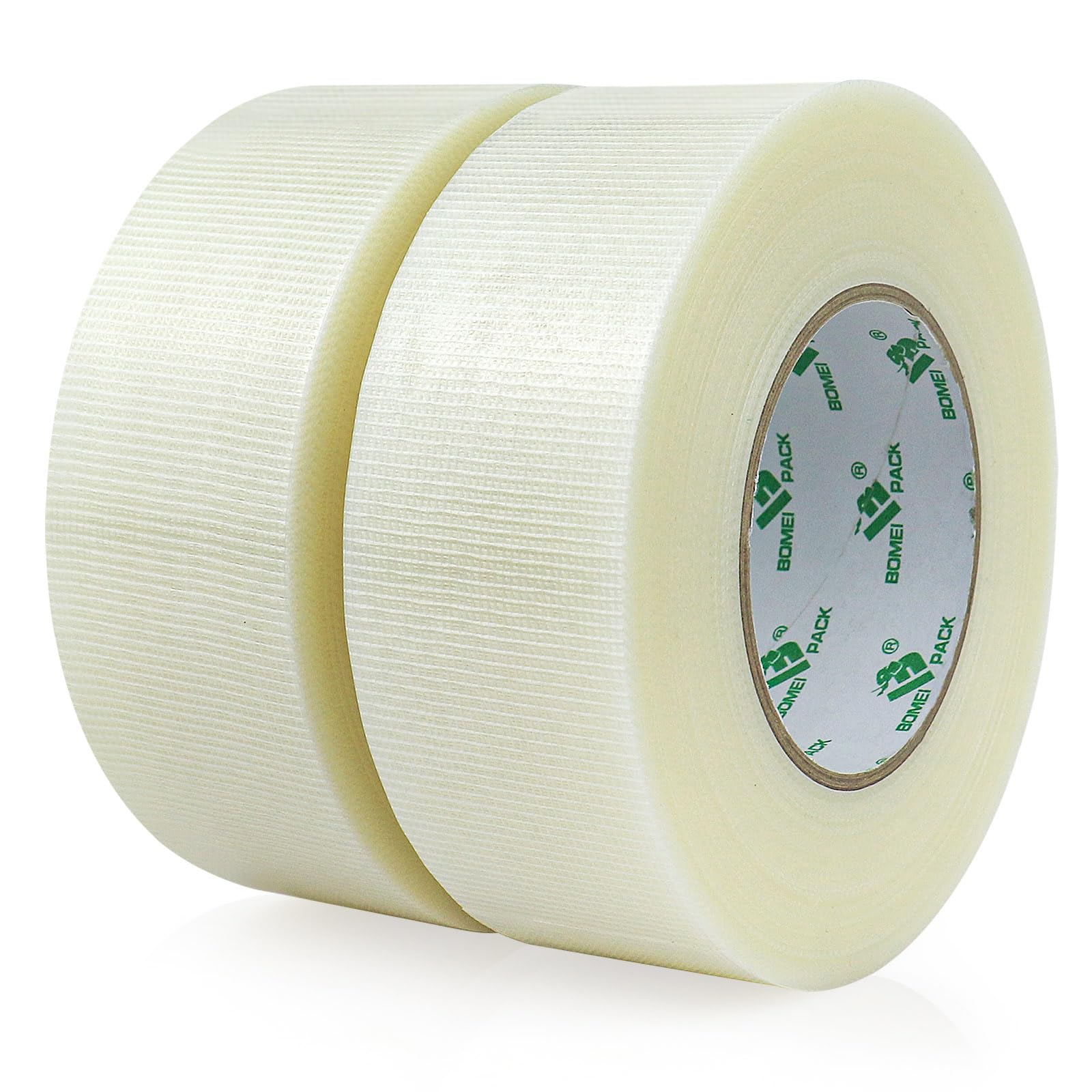 BOMEI PACK 2 Packs Clear Duct Tape Reinforced Cloth Gaffer Tape 50mm x 30Y Waterproofs for Pipelines ducts Repairing,Heavy duty Moving Boxes Sealing Bundling Strapping,DIY craft labeling