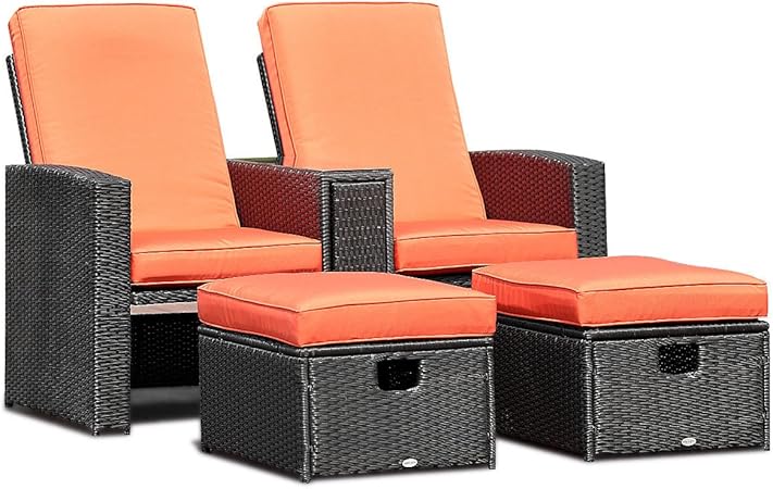 Amazon Com Adumly Set Of 3pcs Patio Furniture Reclining Recliner