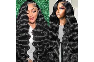 Tasumla 30 Inch Body Wave Lace Front Wigs Human Hair 200 Density 13x6 HD Lace Frontal Wigs Pre Plucked Glueless Brazilian Virgin Human Wig with Baby Hair Body Wave wigs for Women Natural Black