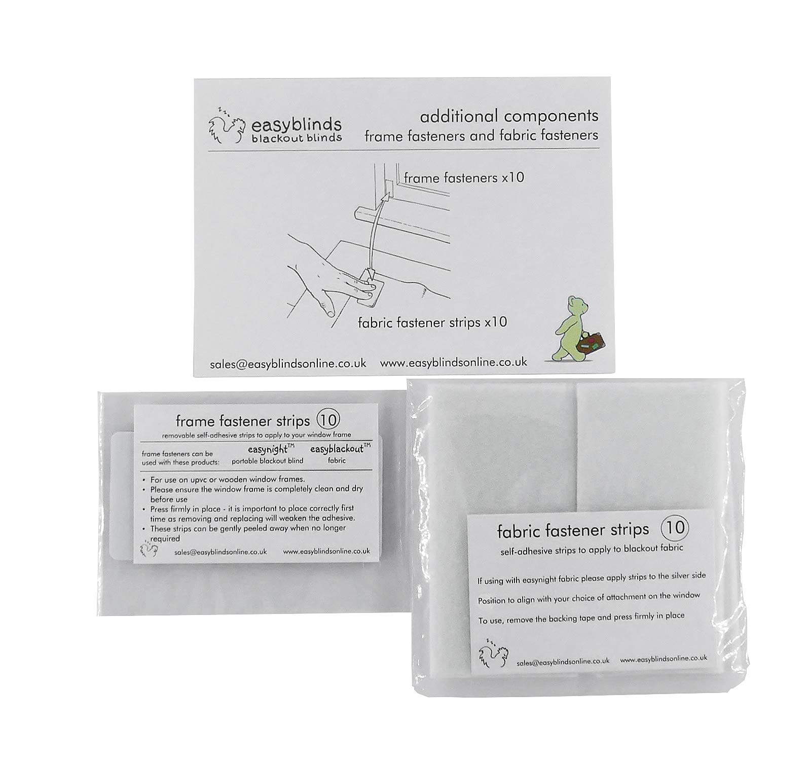 easynight Blackout Blind Accessories, Fabric Fasteners and Frame Fasteners