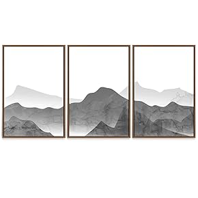 SIGNWIN 3 Piece Framed Canvas Wall Art Mountain...