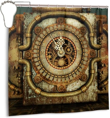 Amazon オレンジスチームパンクイレブンファイブファイブレッドクロック時計仕掛けファンタジーシリンダーメタルレトロ 家の装飾シャワーカーテン1cmx1cm シャワーカーテン ホーム キッチン オンライン通販